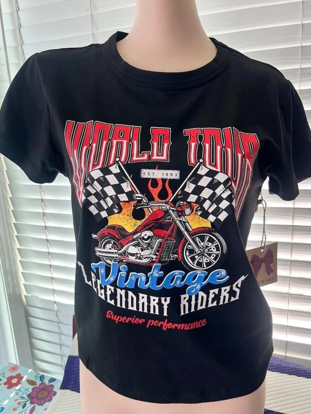 Ruby & Lace World Tour Vintage Legendary Riders Graphic Tee Black & Red Medium